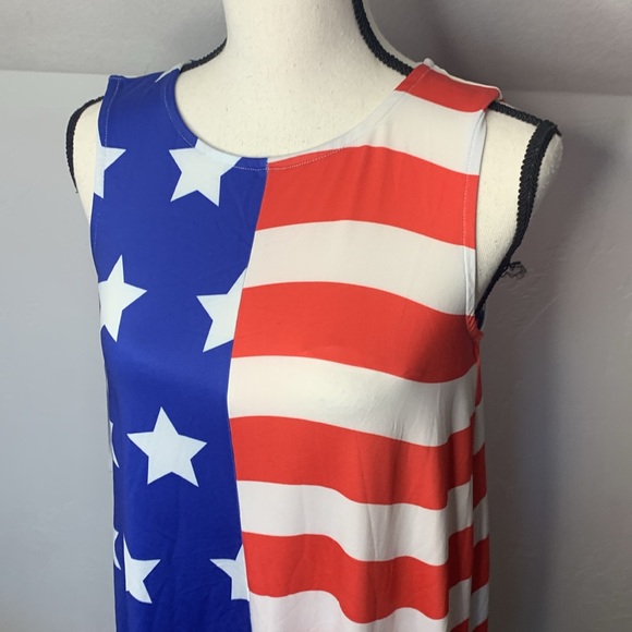 Dress Works Stars and Stripes Red White Blue Patriotic Sleeveless Dress Sz Small - Picture 3 of 10
